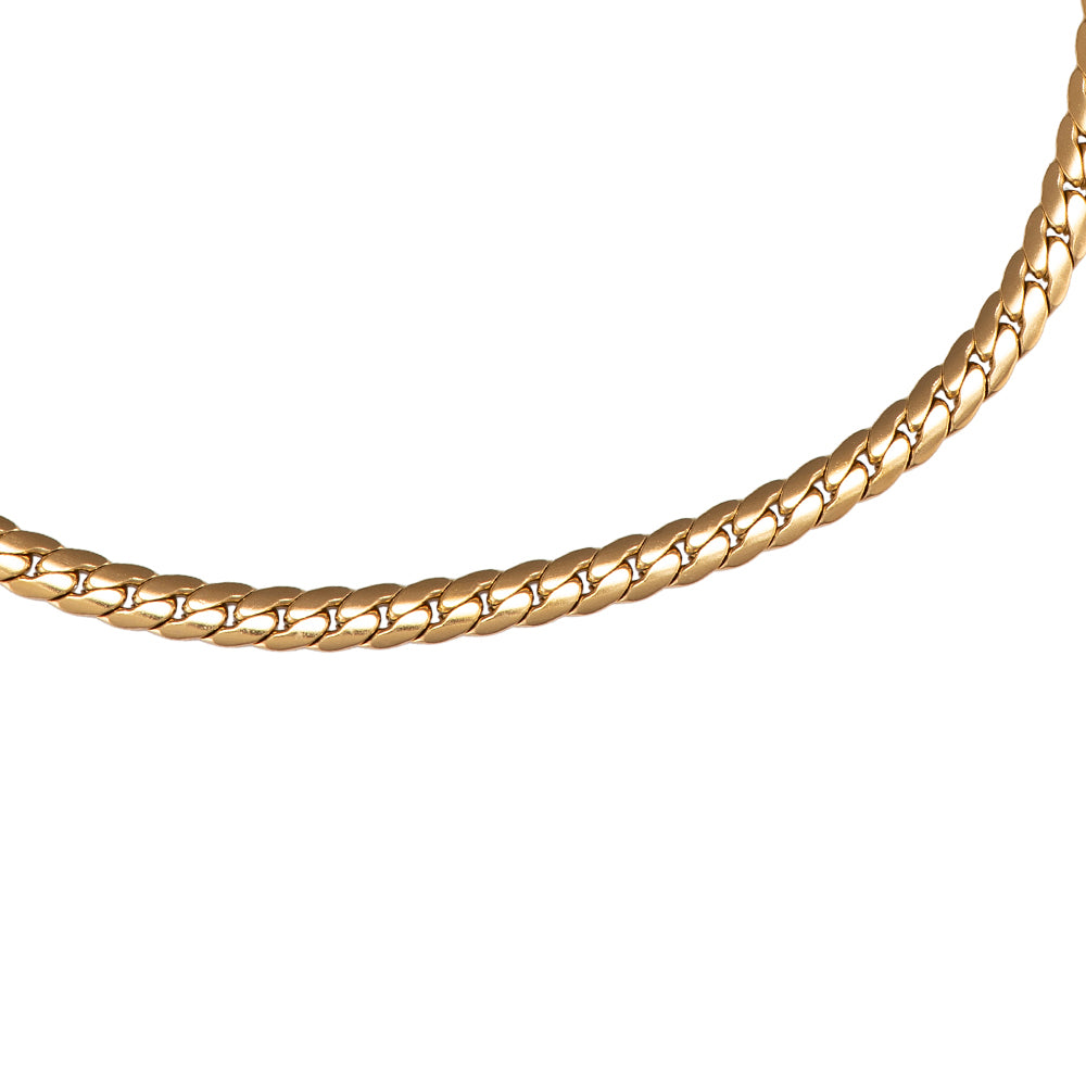 Halskette "Round Flat Chain" Edelstahl 14K vergoldet