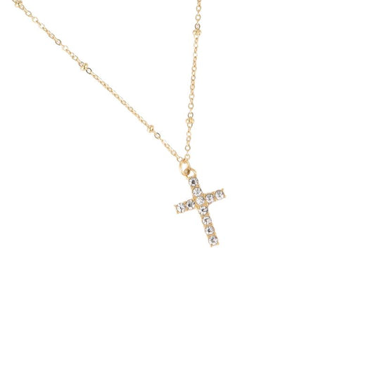 Halskette "Luminous Cross" Edelstahl 14K vergoldet in zwei Farben