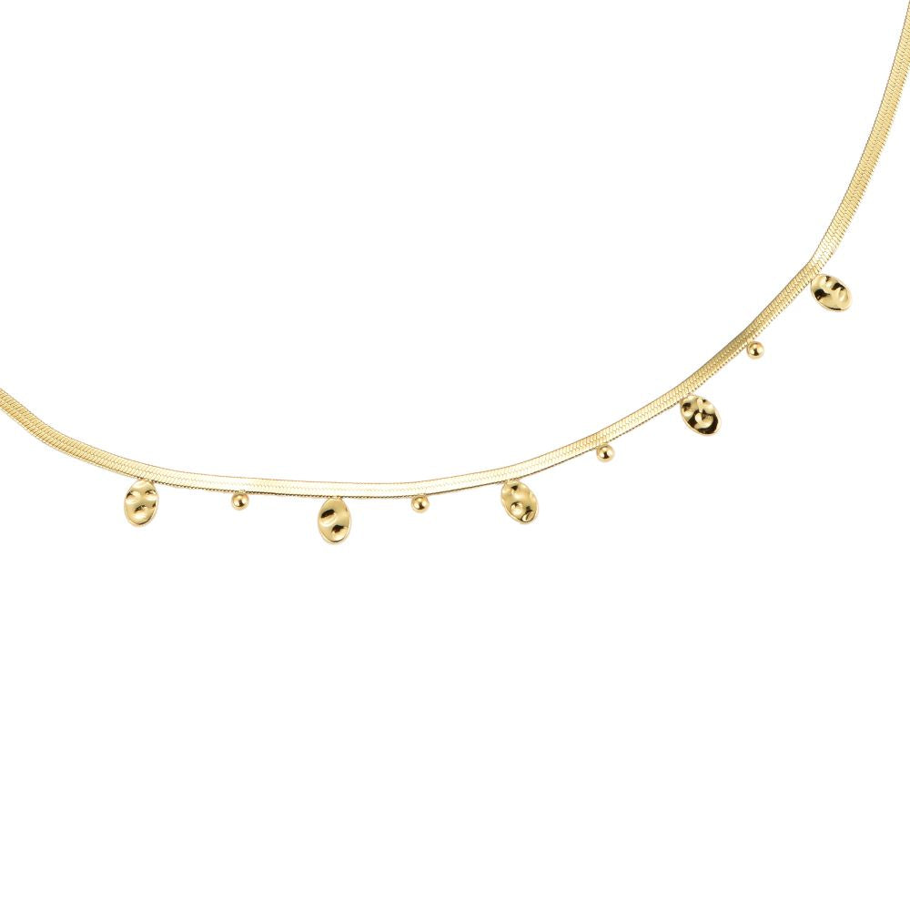 Halskette "Bubbling Circles Smooth" Edelstahl 14K vergoldet in zwei Farben