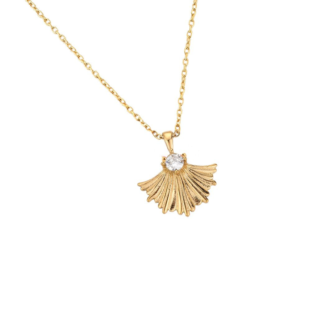 Halskette "Ginko Leaf" Edelstahl 14K vergoldet