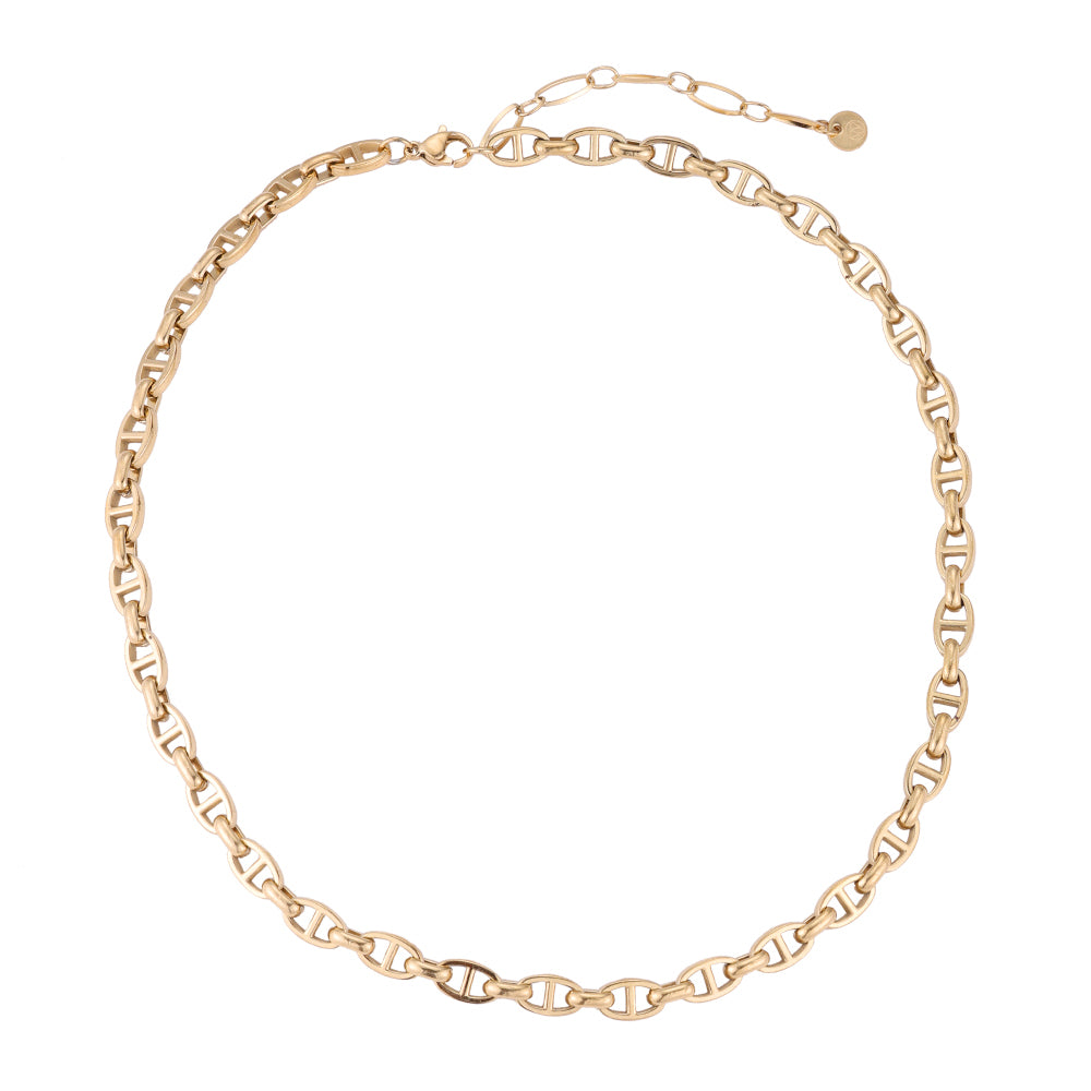 Halskette "Thick Nose Chain" Edelstahl 14K vergoldet in zwei Farben