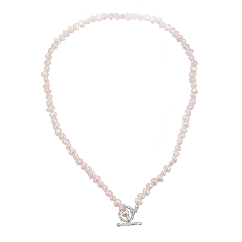 Halskette "Rugged Line of Pearls" Edelstahl 14K vergoldet in zwei Farben