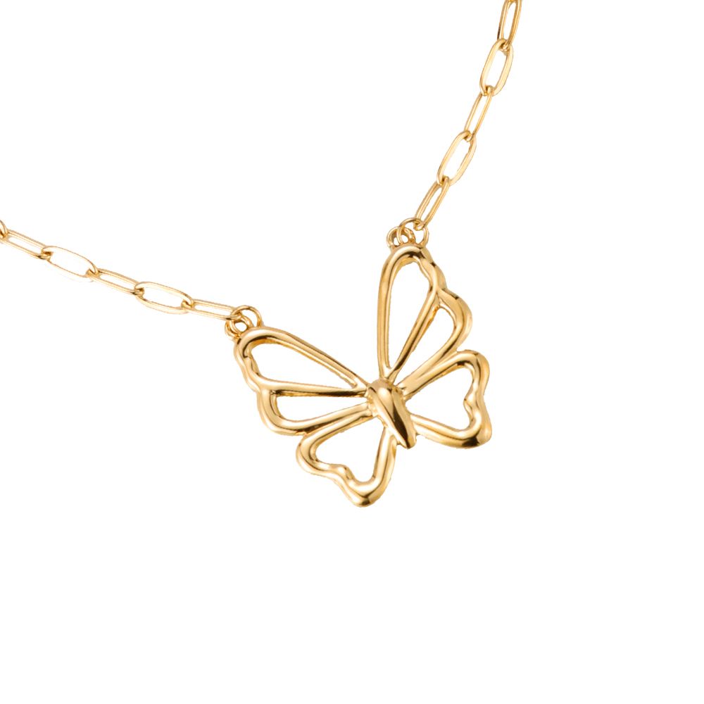 Halskette "Simple Butterfly" Edelstahl 14K vergoldet in zwei Farben