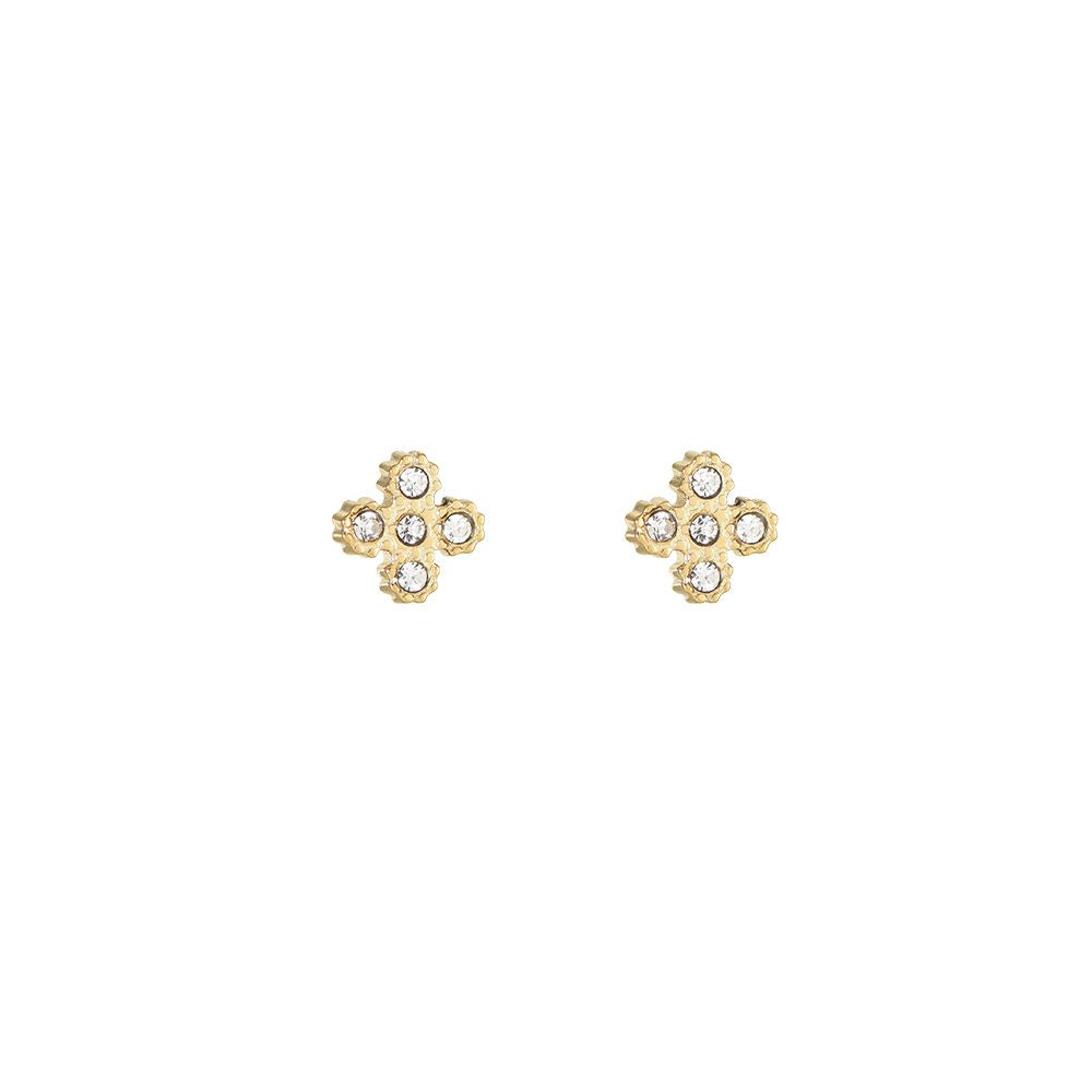 Ohrringe "Ferro Cross Diamonds" Edelstahl 14K vergoldet