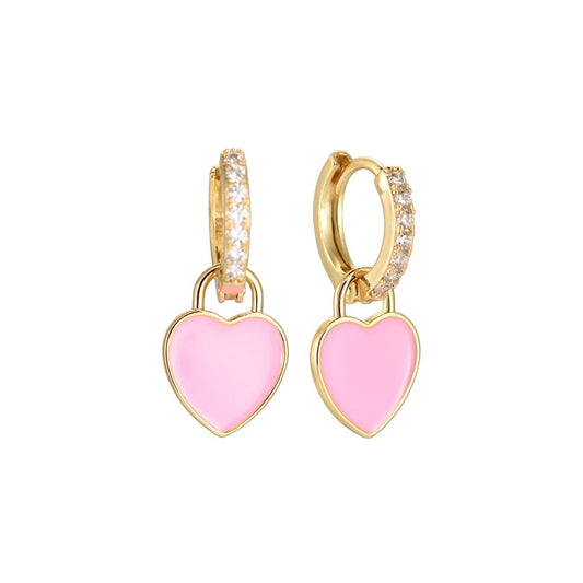 Ohrringe "Pastel Heart Diamonds" 14K vergoldet in drei Farben