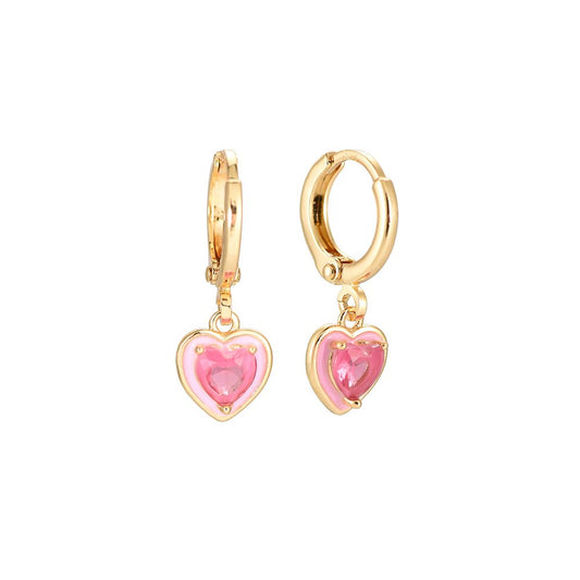 Ohrringe "Pink Heart" 14K vergoldet in zwei Farben