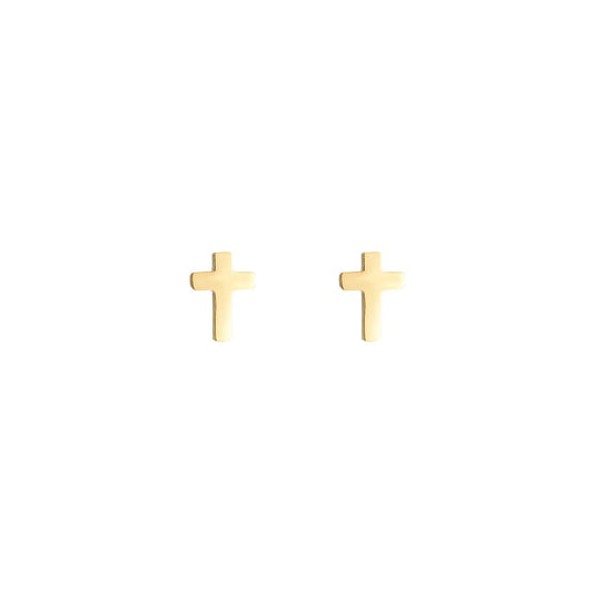 Ohrstecker "Simple Latin Cross" Edelstahl 14K vergoldet in zwei Farben