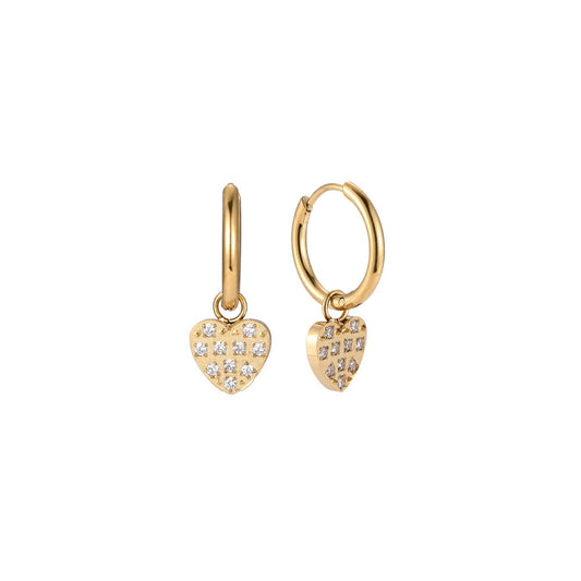 Ohrringe "Dancing Heart Diamonds" Edelstahl 14K vergoldet