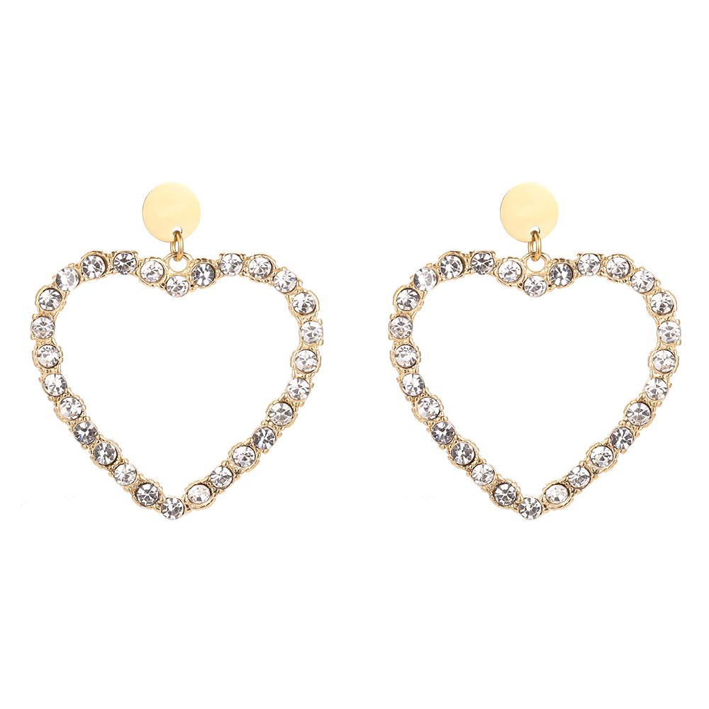 Ohrringe "Blinding Diamond Heart" Edelstahl 14K vergoldet in zwei Farben