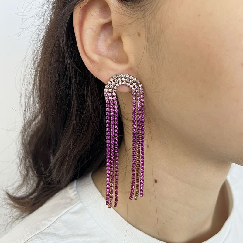 Ohrringe "Pink Gradient Curve" Edelstahl 14K vergoldet