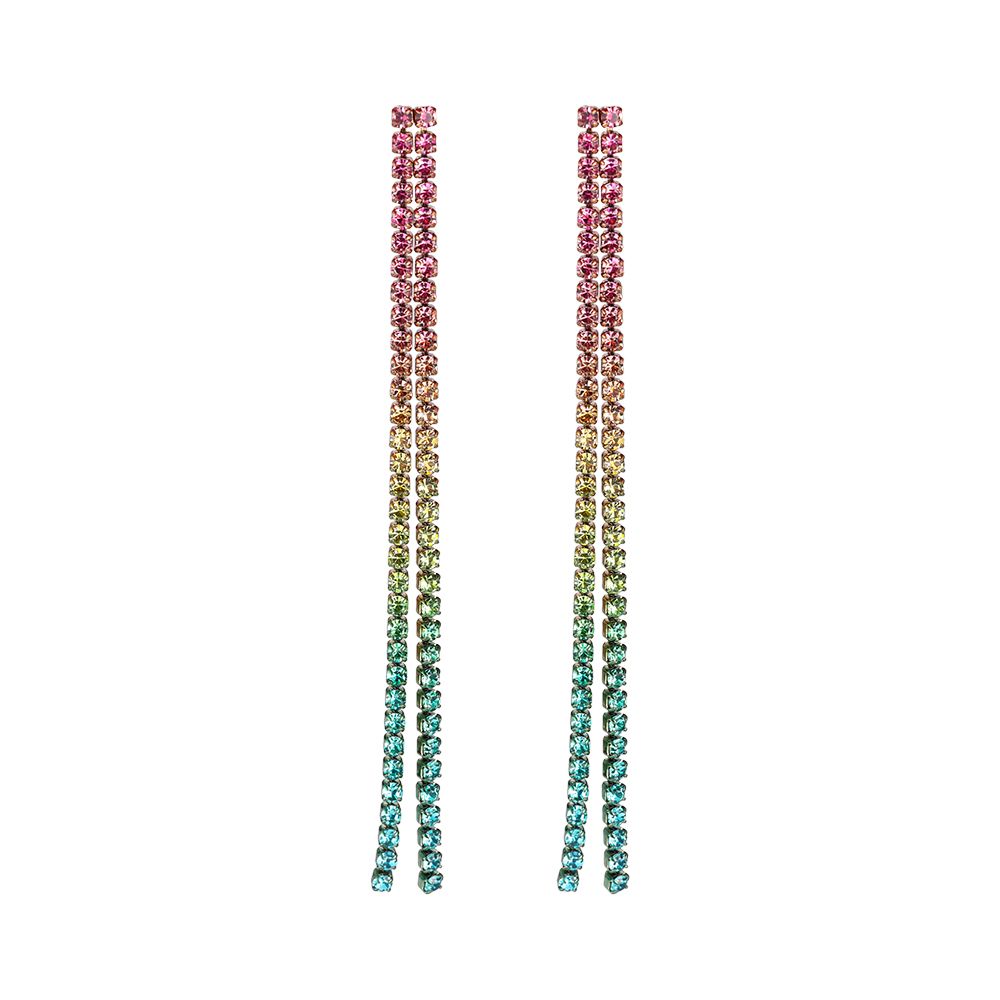 Ohrringe "Rainbow Diamond Trail" Edelstahl 14K vergoldet