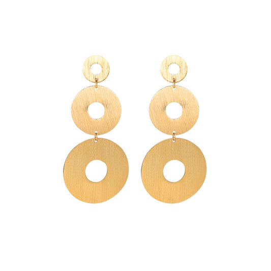 Ohrringe "Brushed Donut Discs" Edelstahl 14K vergoldet