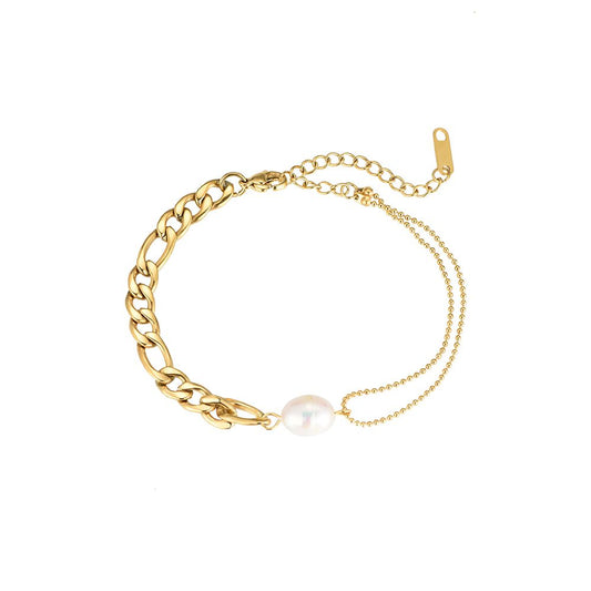 Armband "Bonded Purity Pearl" Edelstahl 14K vergoldet in zwei Farben