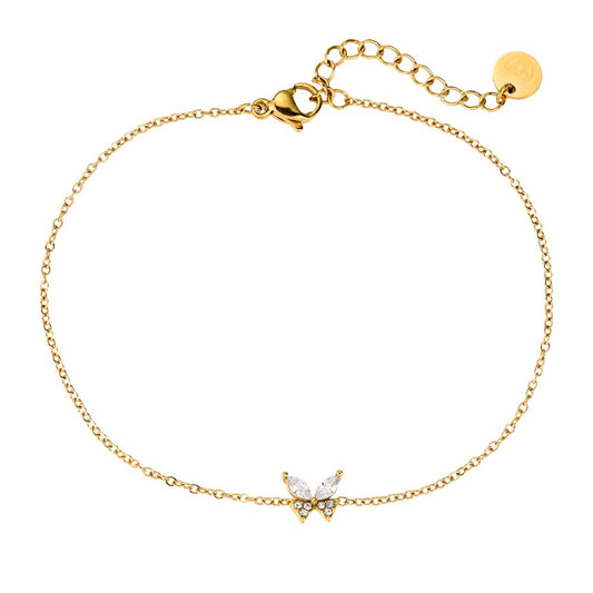 Armband "Fine Butterfly Diamond" Edelstahl 14K vergoldet in zwei Farben