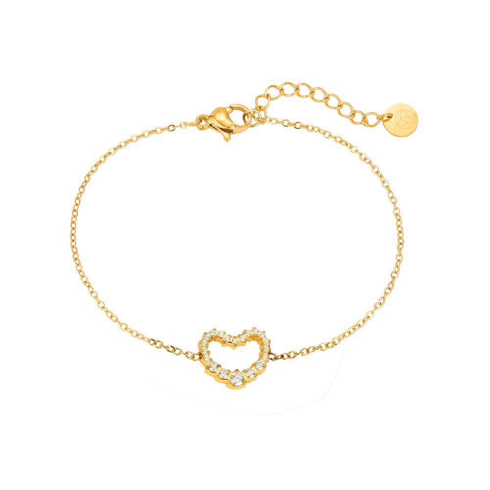 Armband "Shining Heart" Edelstahl 14K vergoldet in zwei Farben