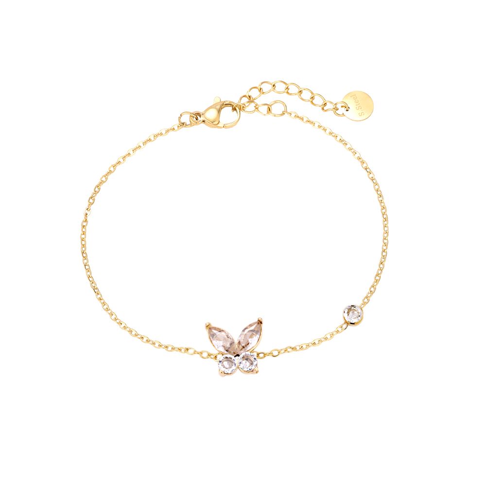 Armband "Butterfly And Egg" Edelstahl 14K vergoldet in zwei Farben