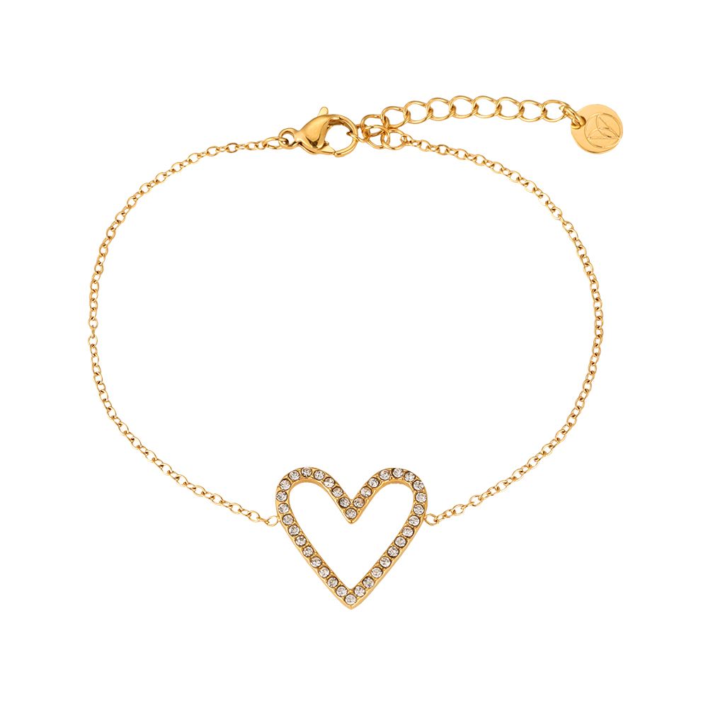 Armband "Bigger Shining Heart" Edelstahl 14K vergoldet in zwei Farben