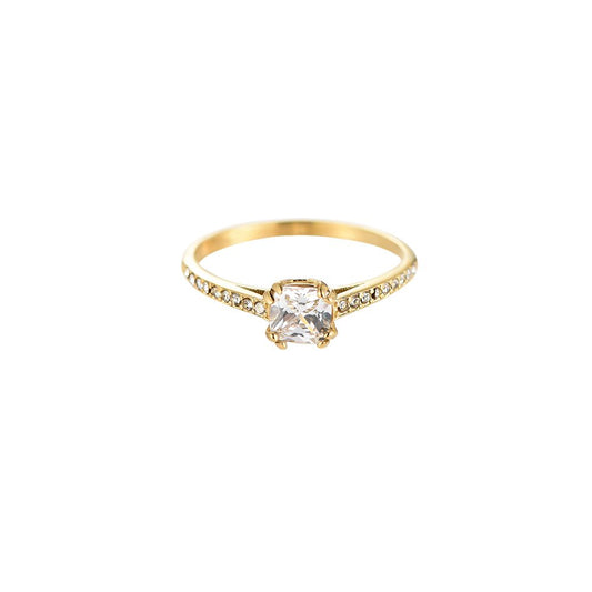 Ring "Classic Chunk Diamond" Edelstahl 14K vergoldet in zwei Farben