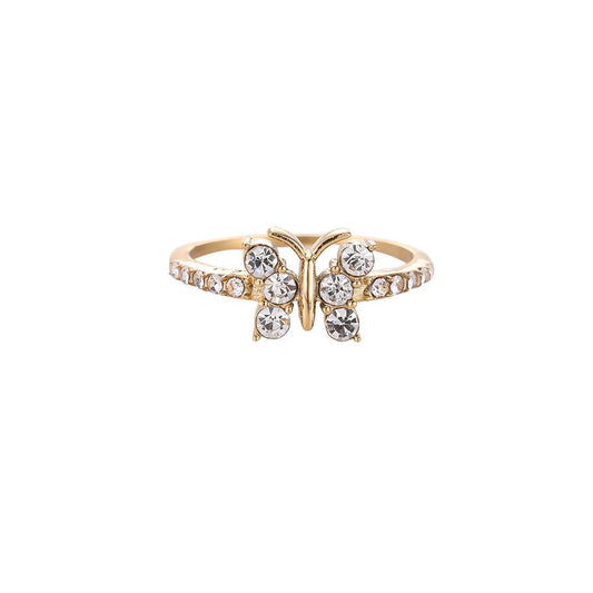 Ring "Cute Butterfly Sparkle" Edelstahl 14K vergoldet in zwei Farben