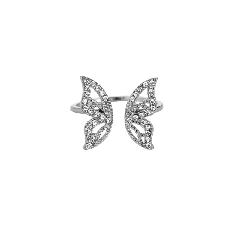 Ring "Diamond Butterfly Wings" Edelstahl 14K vergoldet