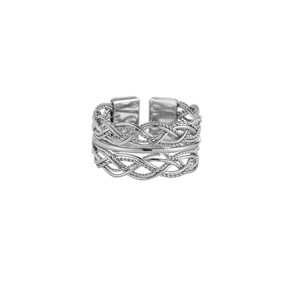 Ring "Complex Double Weave" Edelstahl 14K vergoldet in zwei Farben