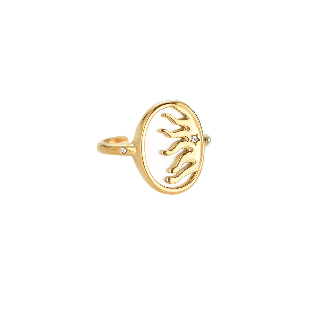 Ring "Atlantean Sea Crown" Edelstahl 14K vergoldet