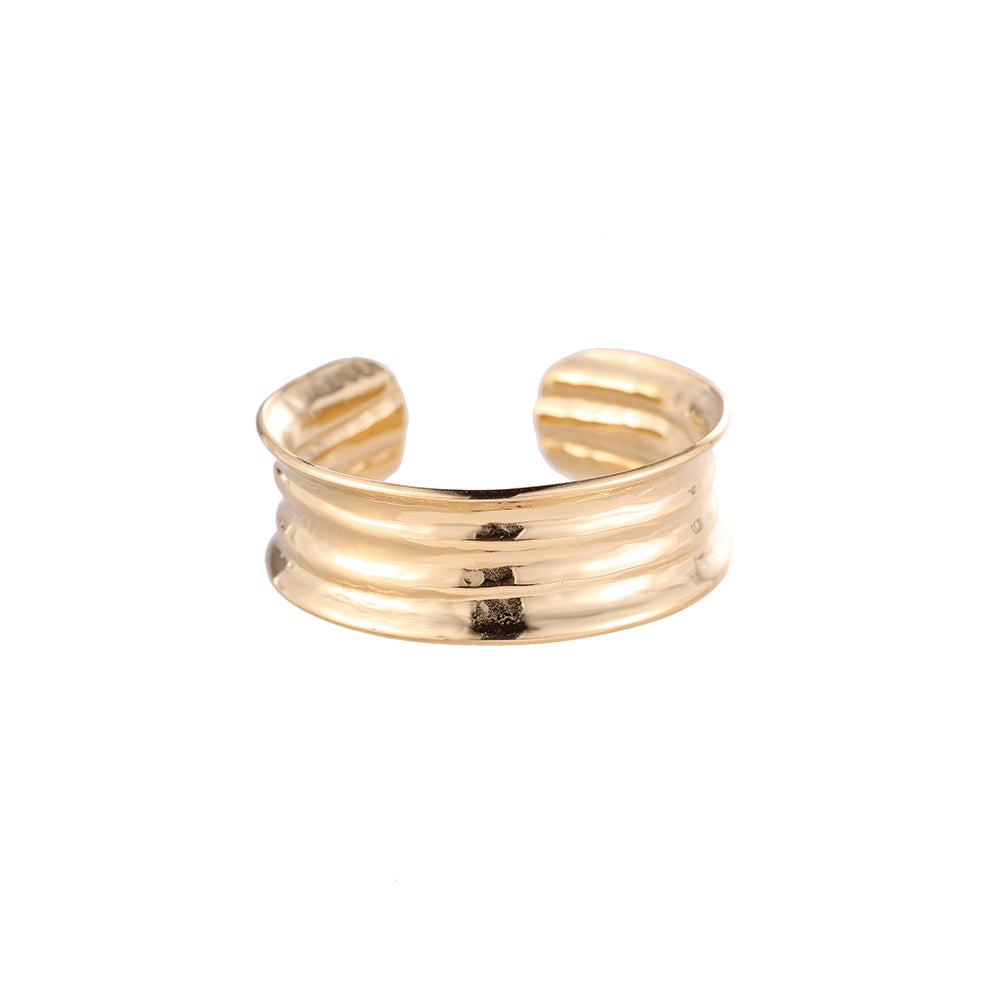 Ring "Groved Finger Brace" Edelstahl 14K vergoldet in zwei Farben