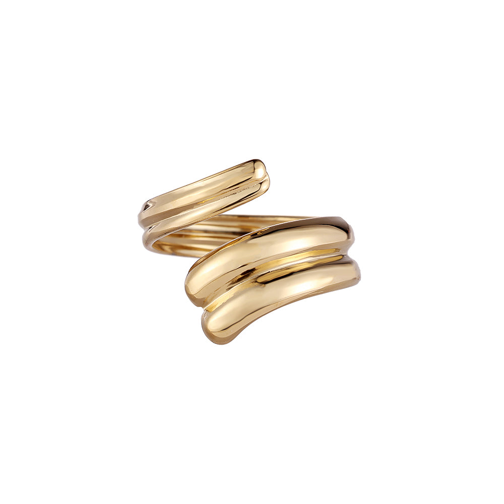 Ring "Double Twist Spiral" Edelstahl 14K vergoldet in zwei Farben