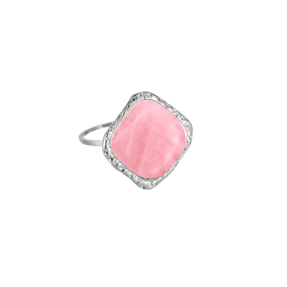 Ring "Rosa Quartz" Edelstahl 14K vergoldet in zwei Farben