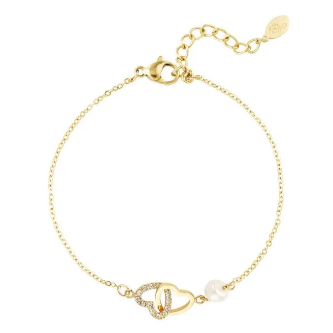 Armband "Forever Hearts" Edelstahl 18K vergoldet in zwei Farben