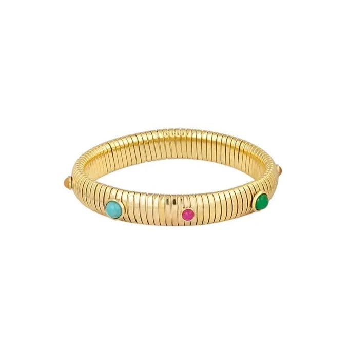 Armband "Colored Stones" Edelstahl 14K vergoldet