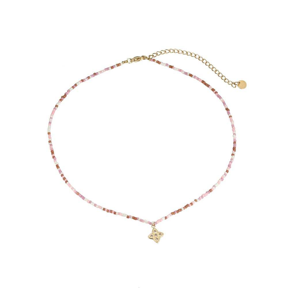 Halskette "Lucky Leaf Miyuki Beads" Edelstahl 14K vergoldet