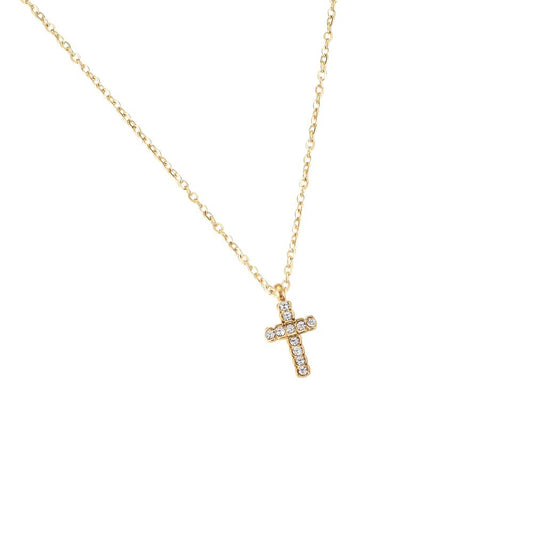 Halskette "Simple Shining Cross" Edelstahl 14K vergoldet in zwei Farben