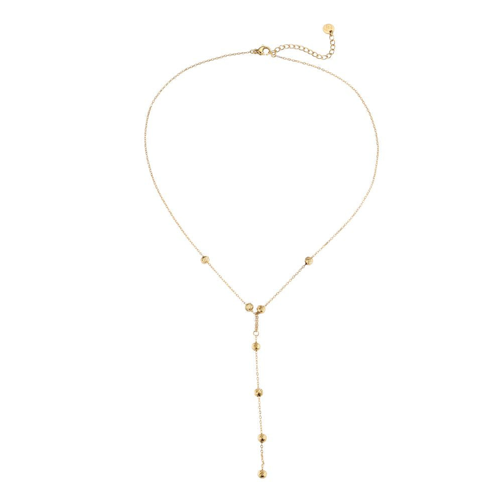 Halskette "Gold Balls Y Chain" Edelstahl 14K vergoldet in zwei Farben