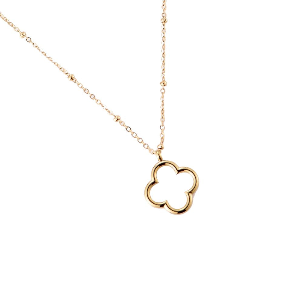 Halskette "Hollow Clover" Edelstahl 14K vergoldet in zwei Farben