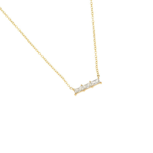 Halskette "Rectangular Diamond Line" Edelstahl 14K vergoldet