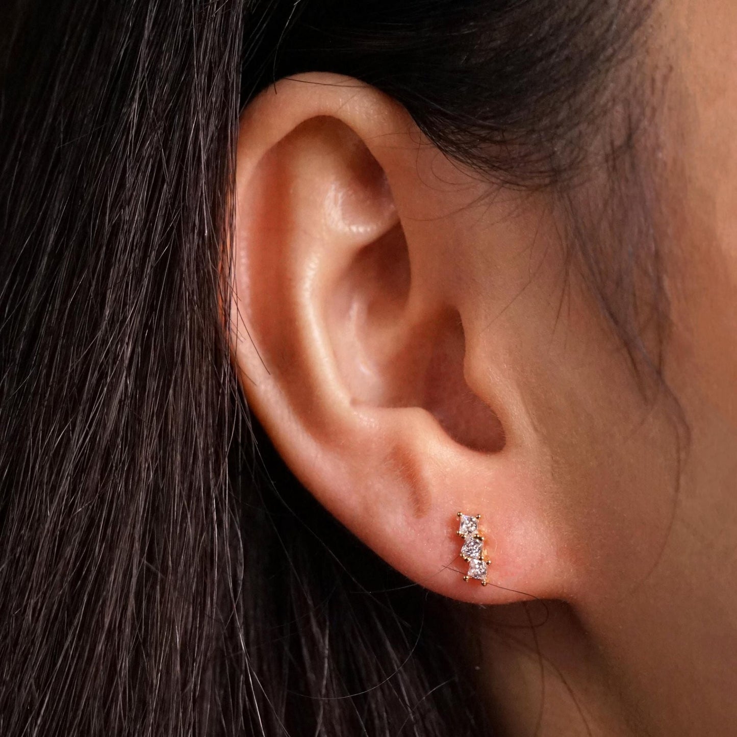 Ohrstecker "Line Up Diamonds" 14K vergoldet in zwei Farben