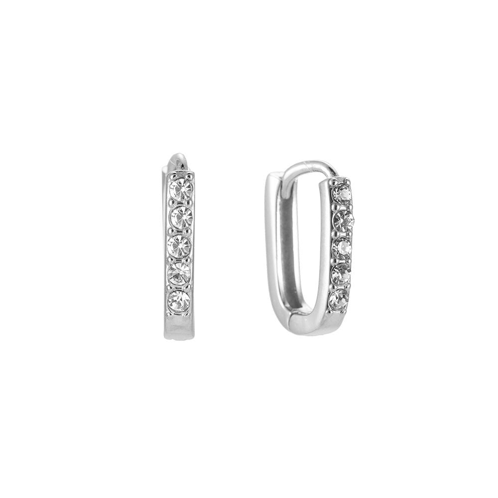 Ohrringe "Fine 5 Diamonds Square" Edelstahl 14K vergoldet in zwei Farben