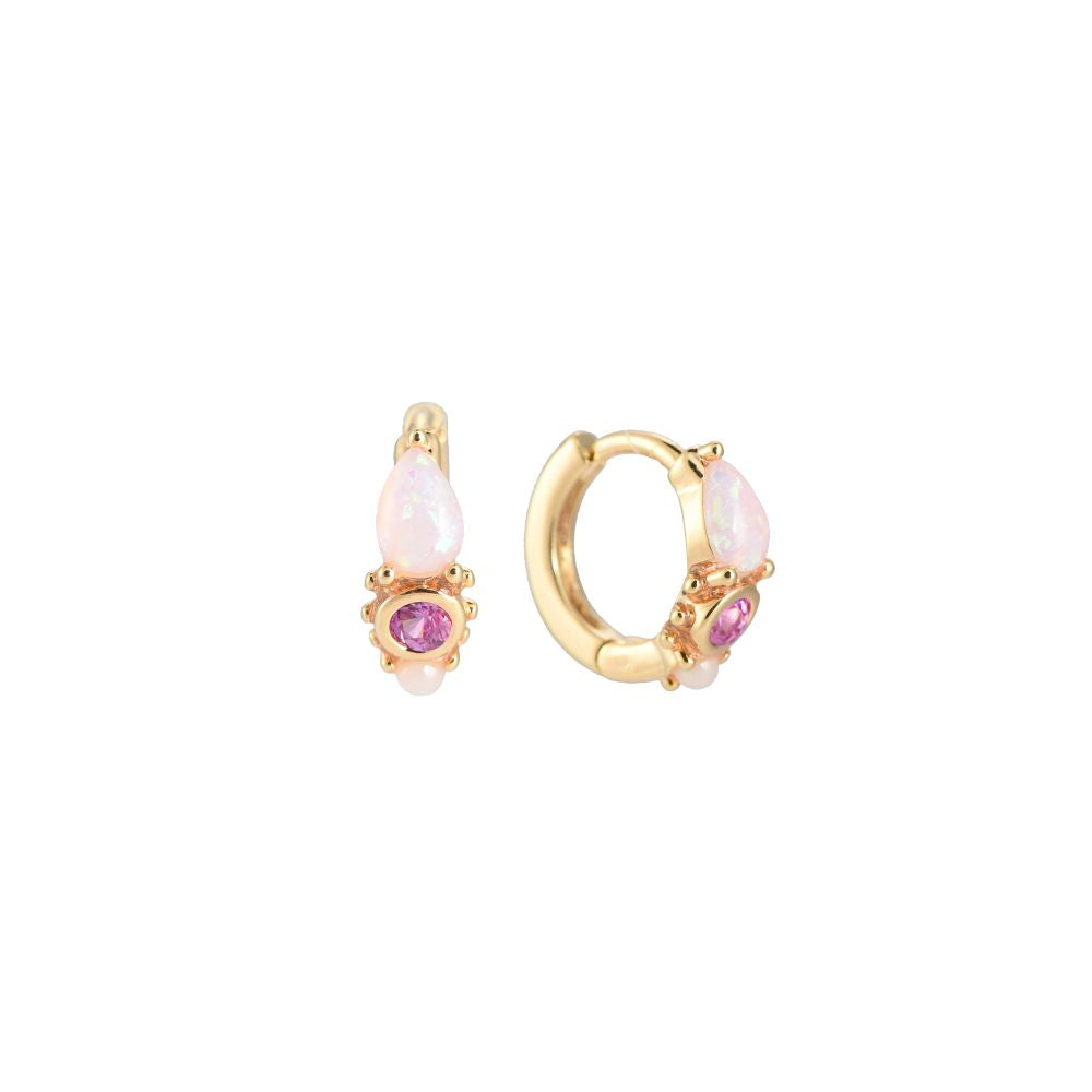 Ohrringe "Opal Colorful Hoop" 14K vergoldet in fünf Farben