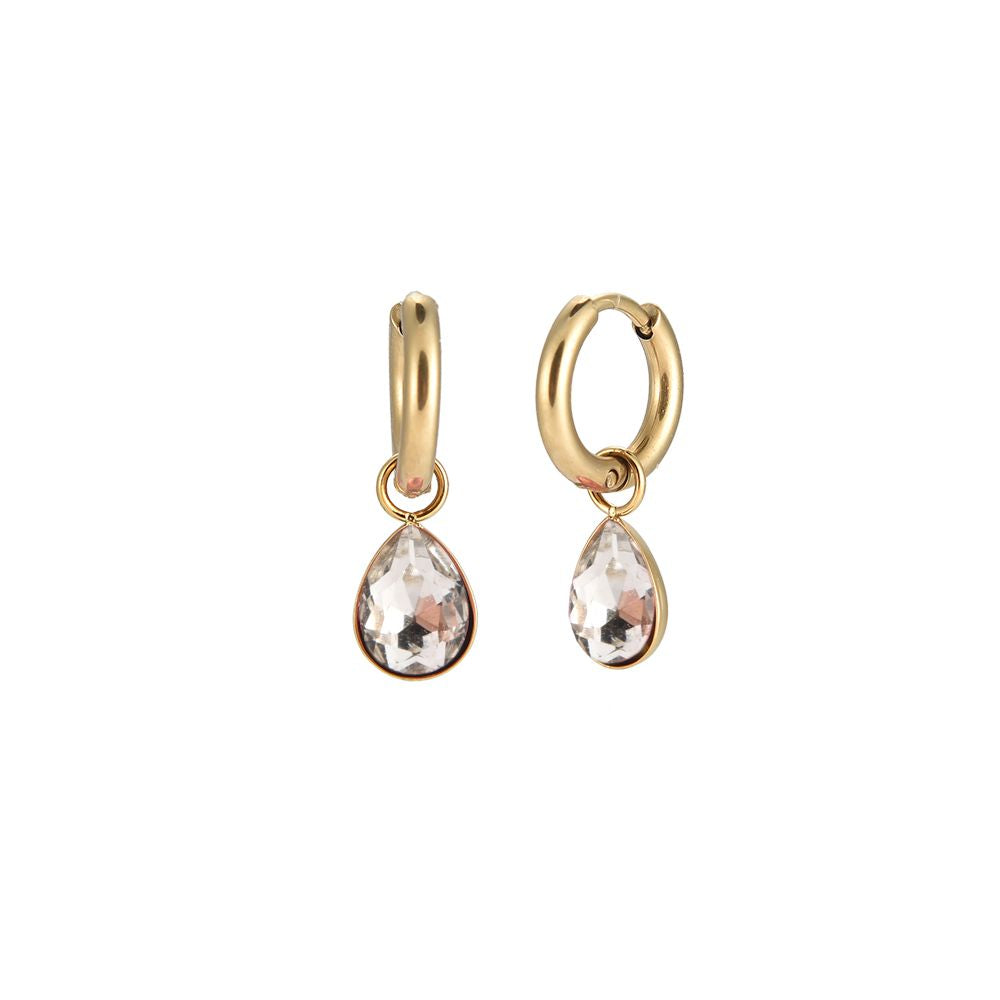 Ohrringe "Big Drop Diamond" Edelstahl 14K vergoldet in vier Farben