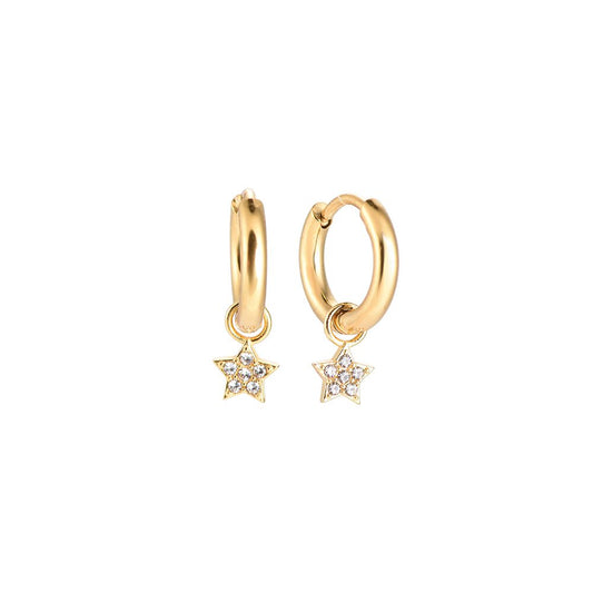 Ohrringe "Twinkle Star Diamond" Edelstahl 14K vergoldet in zwei Farben