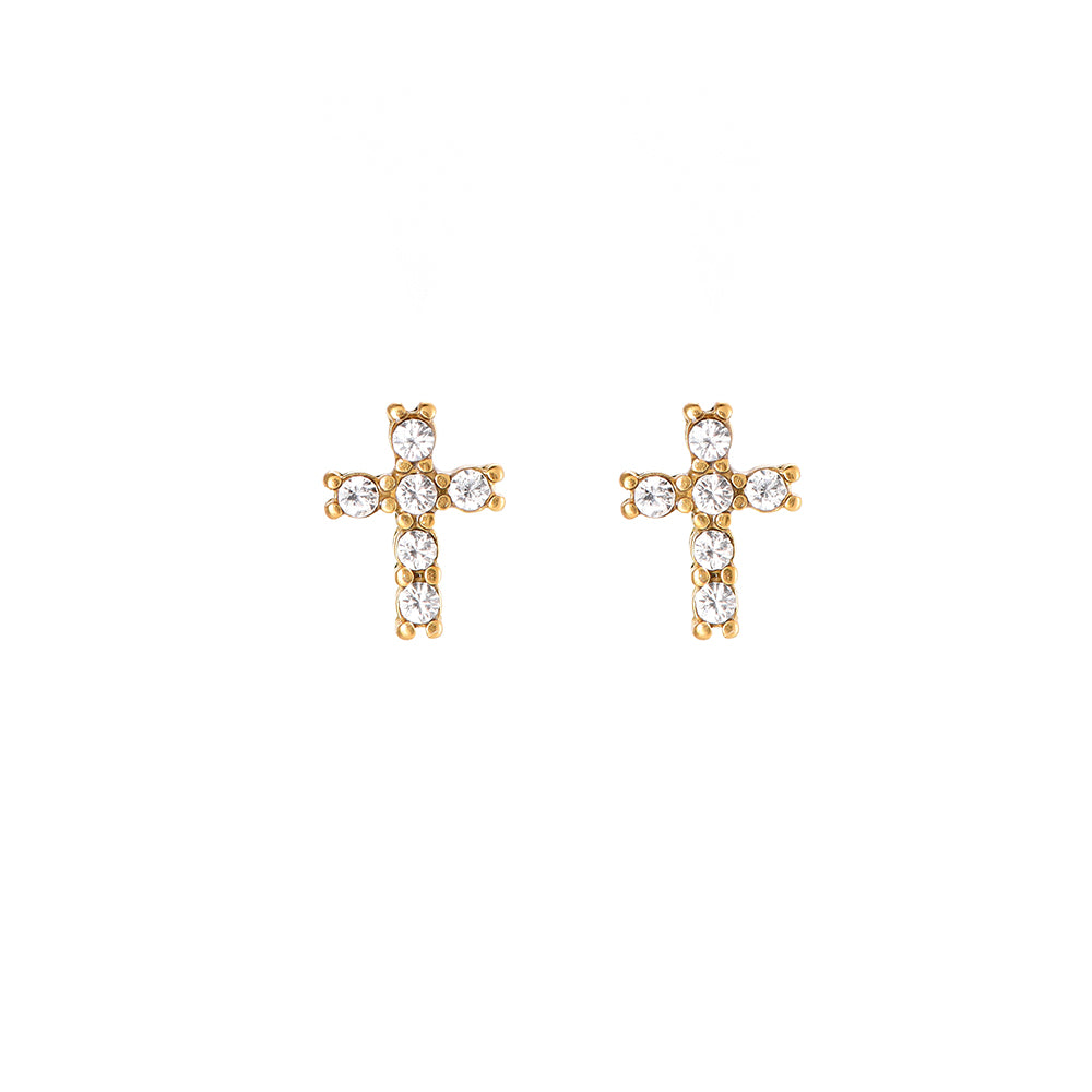 Ohrstecker "Classic Cross Stud" Edelstahl 14K vergoldet in zwei Farben