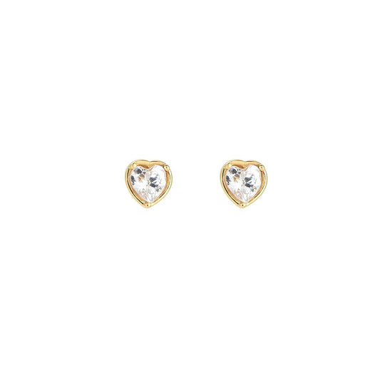 Ohrstecker "Peach Heart Diamond" Edelstahl 14K vergoldet in zwei Farben