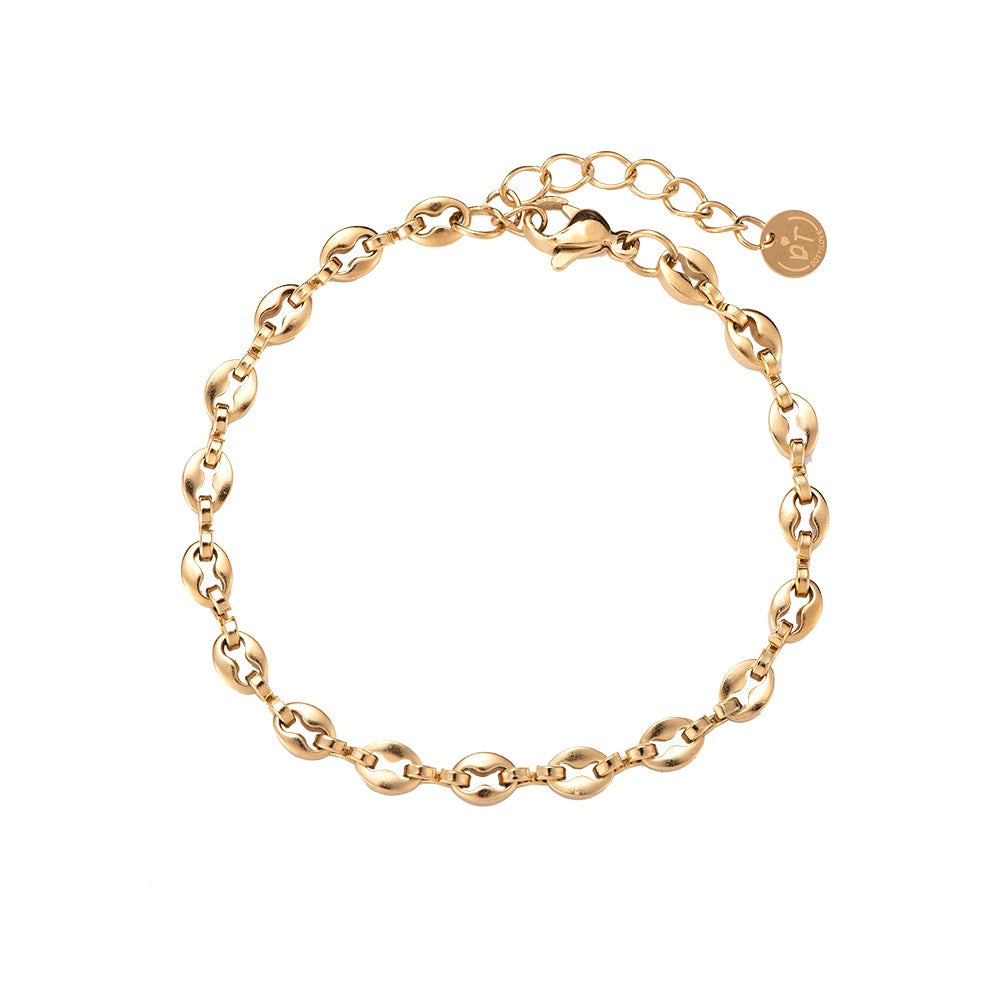 Armband "Simple Round Chain" Edelstahl 14K vergoldet in zwei Farben