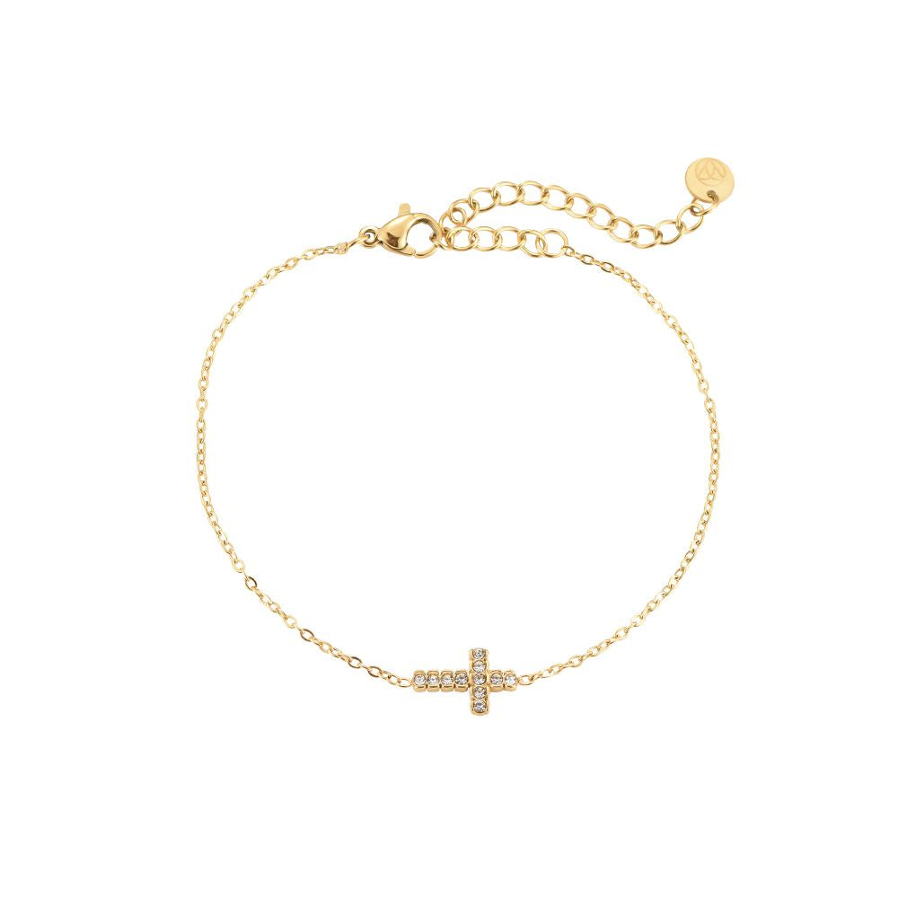 Armband "Simple Shining Cross" Edelstahl 14K vergoldet in zwei Farben