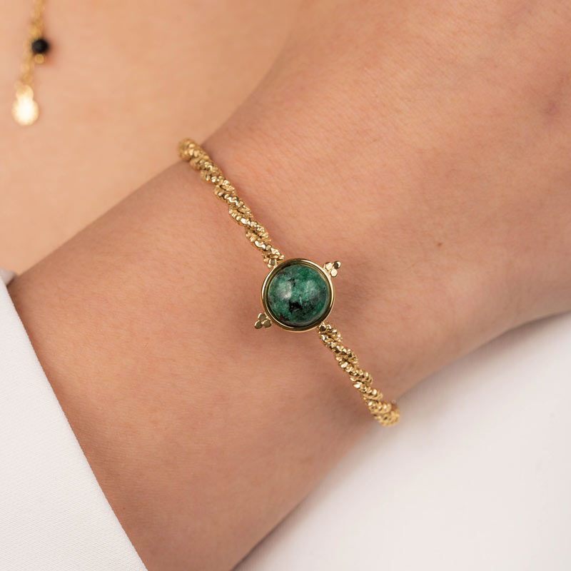 Armreif "Verdant Core" Edelstahl 14K vergoldet