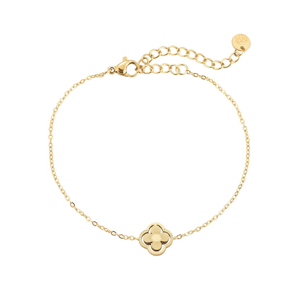 Armband "Embossed Clover" Edelstahl 14K vergoldet in zwei Farben