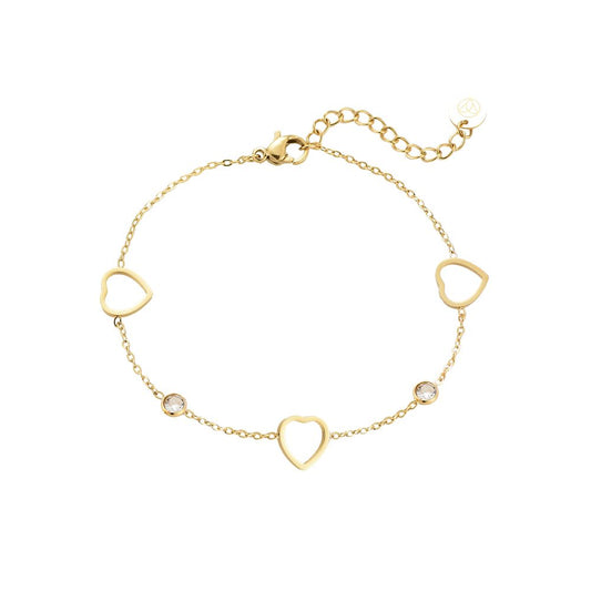 Armband "Hearts Unite" Edelstahl 14K vergoldet in zwei Farben