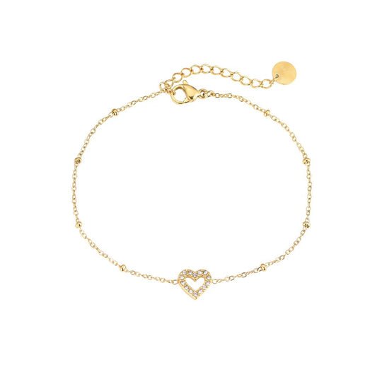 Armband "Hollow Heart" Edelstahl 14K vergoldet in zwei Farben