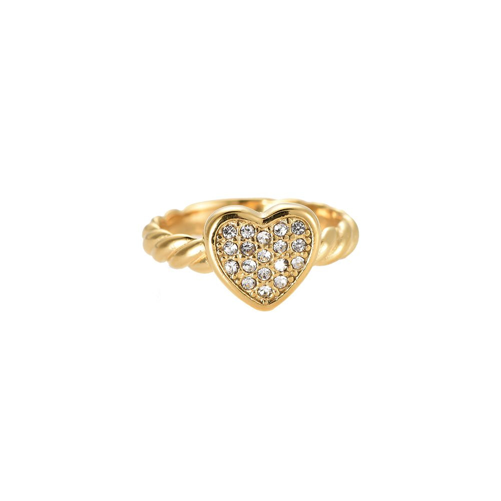 Ring "Dazzling Heart" Edelstahl 14K vergioldet in zwei Farben